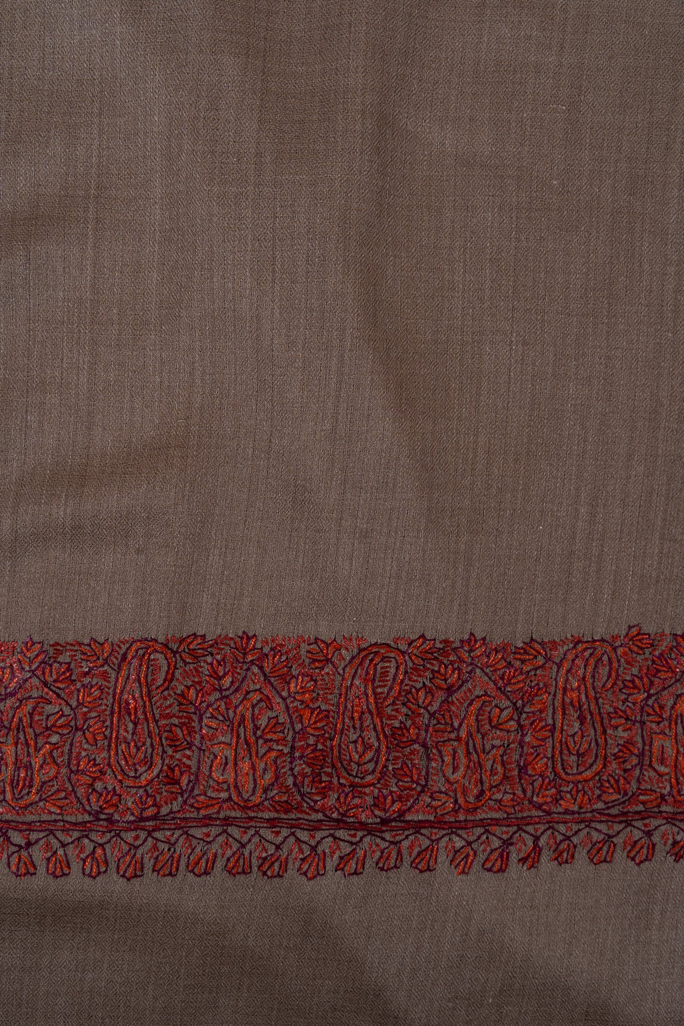 Cedar Mocha Border 2.5 Yards Sozni Hand Embroidered Shawl