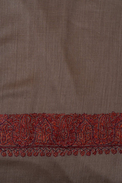 Cedar Mocha Border 2.5 Yards Sozni Hand Embroidered Shawl