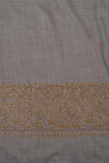 Ivory Sand Heirloom 2.5 Yards Sozni Hand Embroidered Shawl
