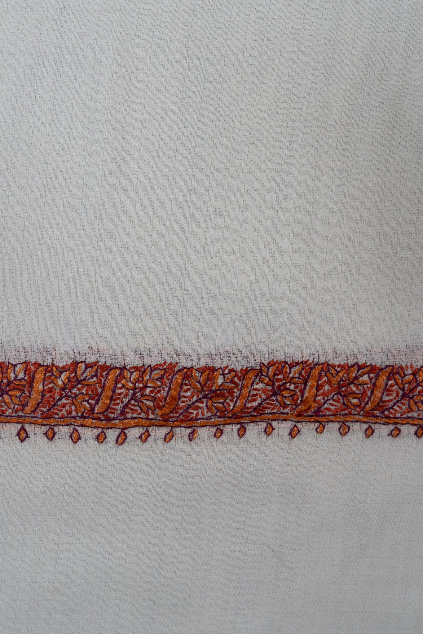 Soft Pearl Rust Edge 2.5 Yards Sozni Hand Embroidered Shawl