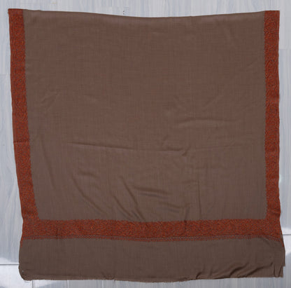 Cocoa Dusk 2.5 Yards Sozni Hand Embroidered Shawl