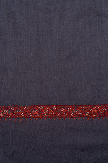 Smoky Plum 2.5 Yards Sozni Hand Embroidered Shawl