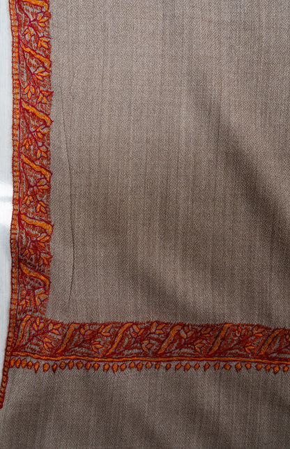 Desert Sand 2.5 Yards Sozni Hand Embroidered Shawl