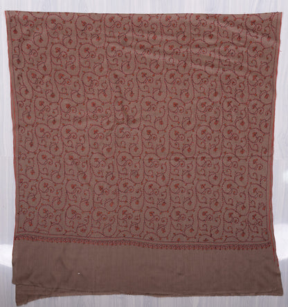 Antique Taupe 2.5 Yards Sozni Hand Embroidered Shawl