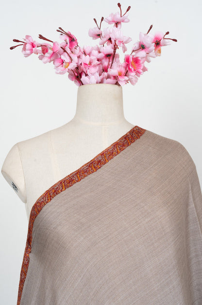 Desert Sand 2.5 Yards Sozni Hand Embroidered Shawl