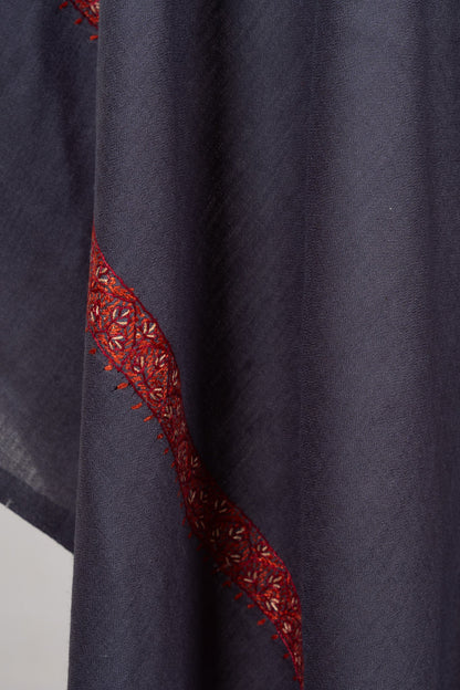 Smoky Plum 2.5 Yards Sozni Hand Embroidered Shawl