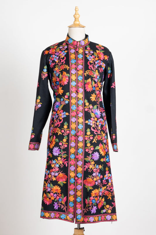 Floral Elegance: Long Aari Embroidered Jacket