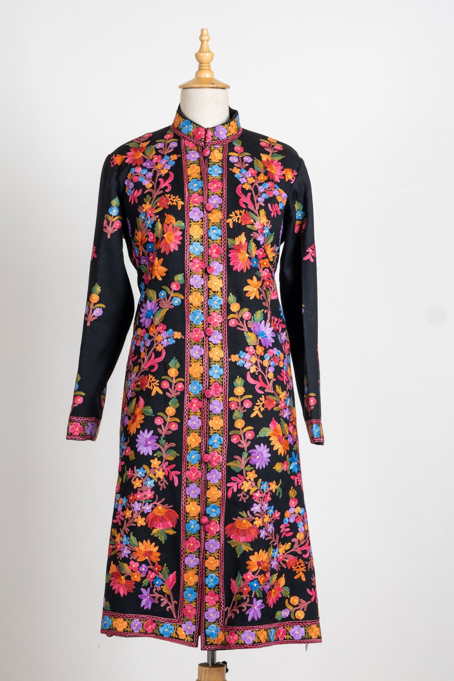 Floral Elegance: Long Aari Embroidered Jacket