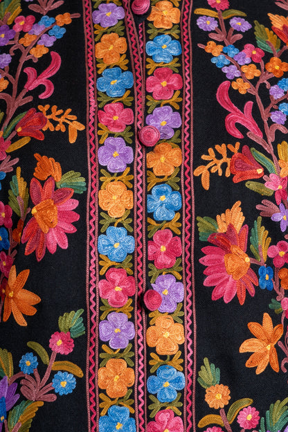 Floral Elegance: Long Aari Embroidered Jacket
