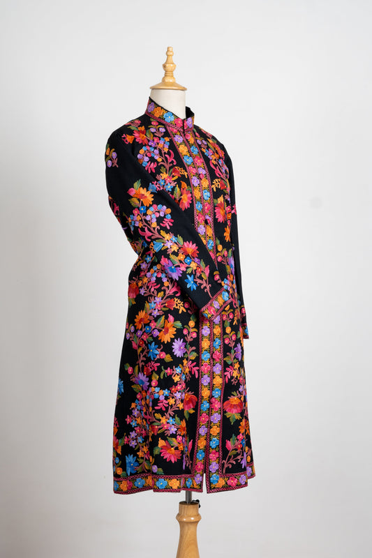 Floral Elegance: Long Aari Embroidered Jacket