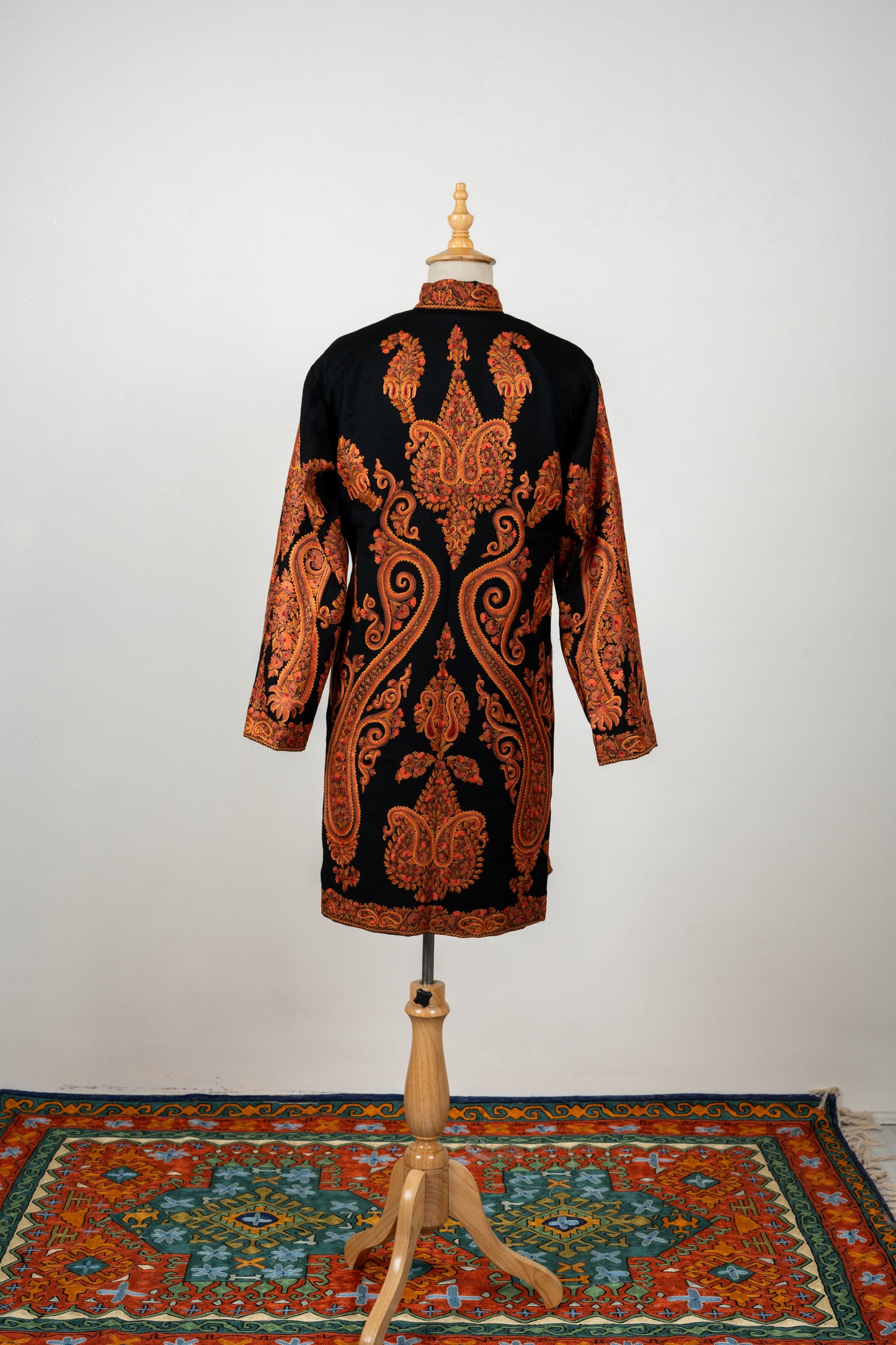 Mehfil-e-Soz Long Jacket – Pure Wool Hand Embroidered Splendor
