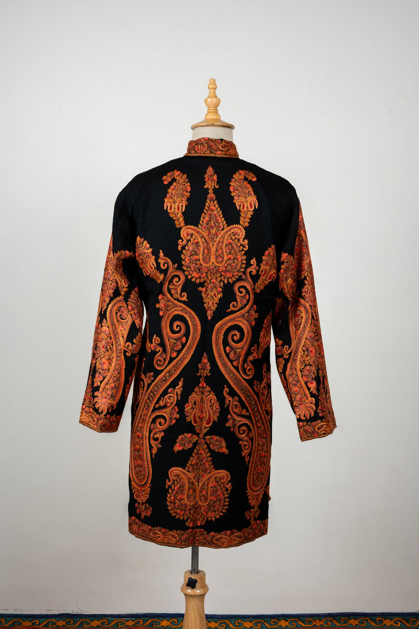 Mehfil-e-Soz Long Jacket – Pure Wool Hand Embroidered Splendor