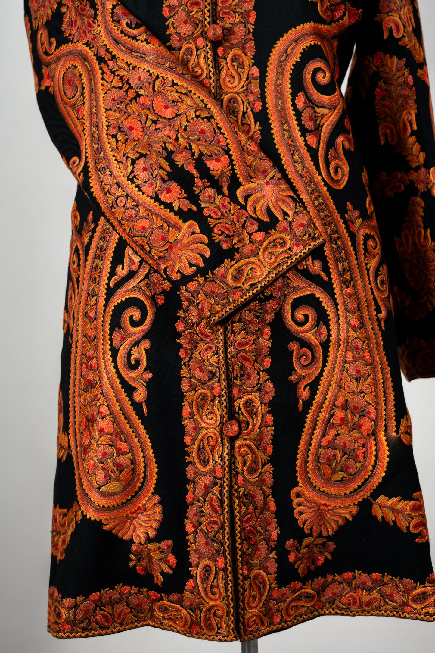 Mehfil-e-Soz Long Jacket – Pure Wool Hand Embroidered Splendor