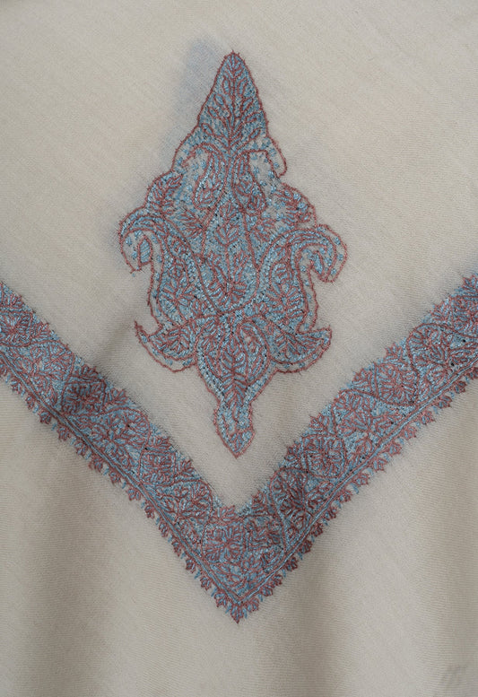 Ivory Coral Rumal — Sozni Hand Embroidered