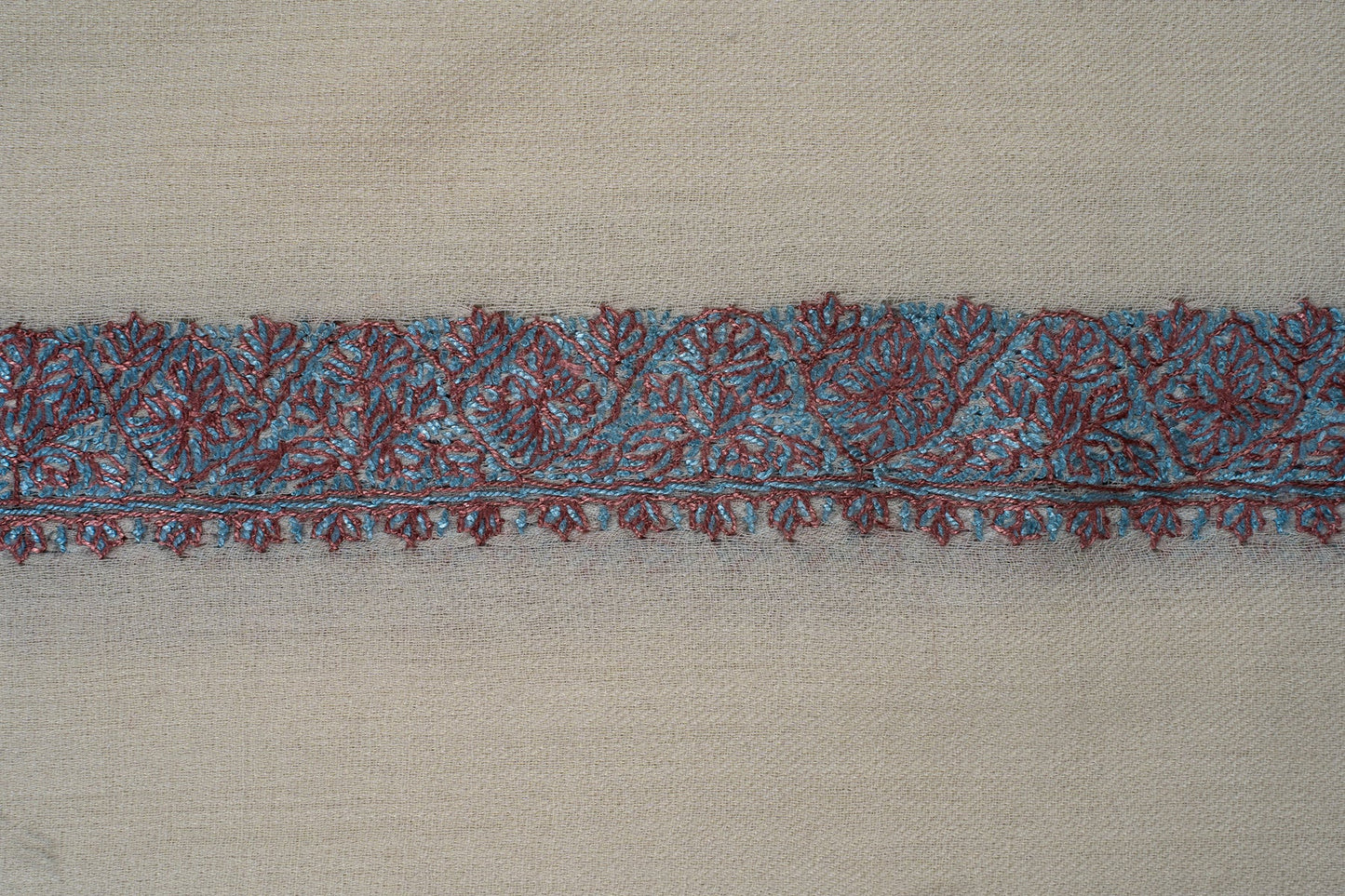 Ivory Coral Rumal — Sozni Hand Embroidered