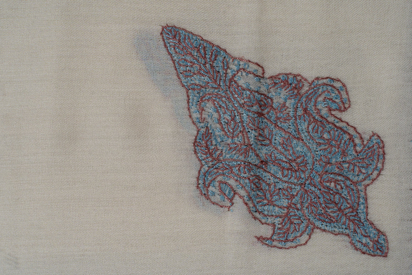 Ivory Coral Rumal — Sozni Hand Embroidered