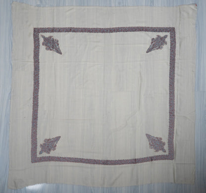 Ivory Coral Rumal — Sozni Hand Embroidered