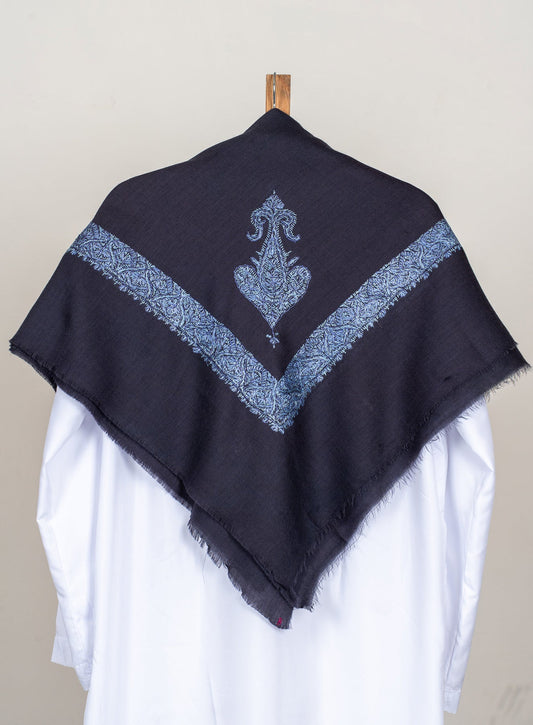 Midnight Azure Rumal — Sozni Hand Embroidered