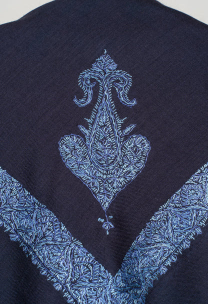 Midnight Azure Rumal — Sozni Hand Embroidered