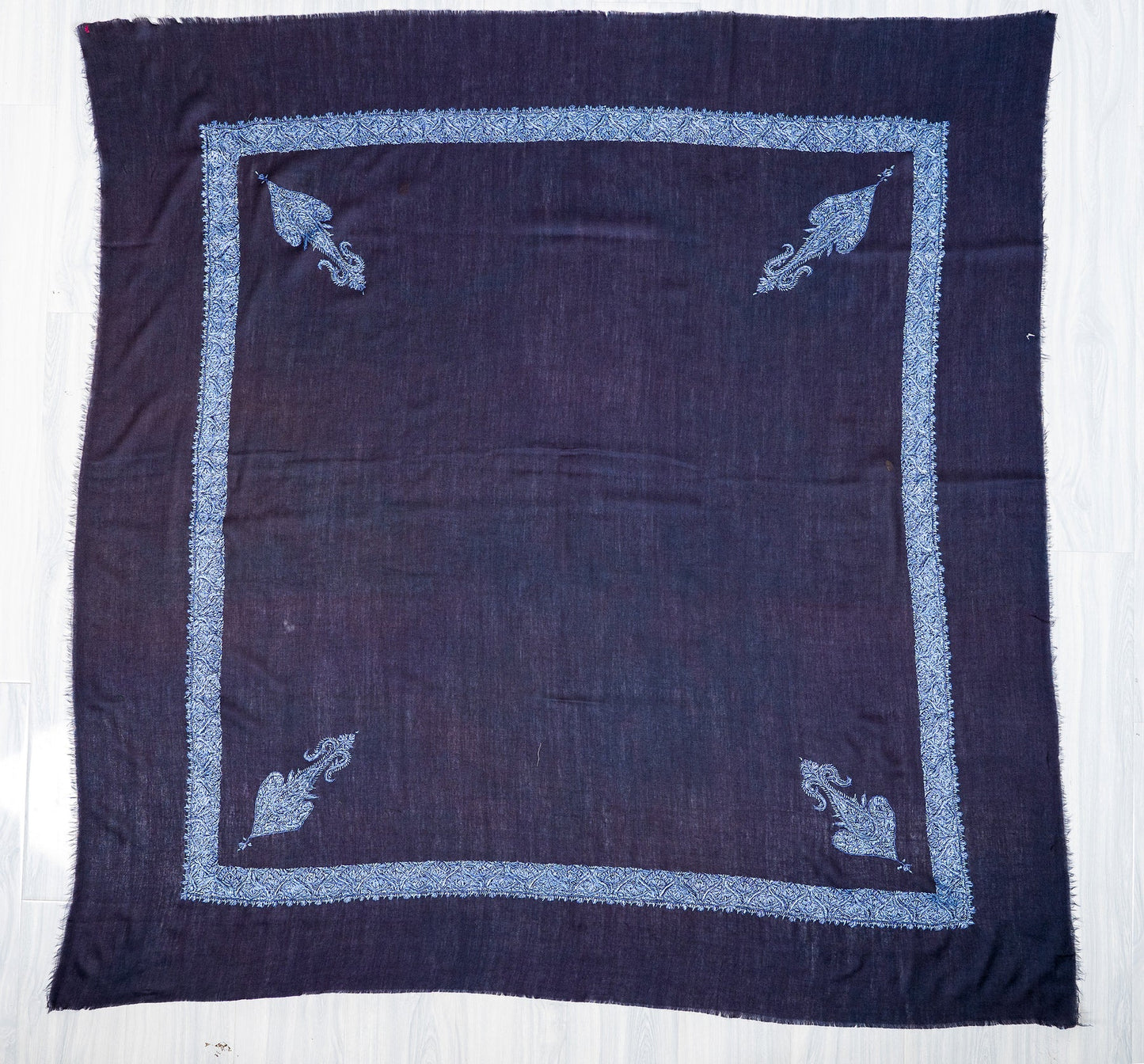Midnight Azure Rumal — Sozni Hand Embroidered