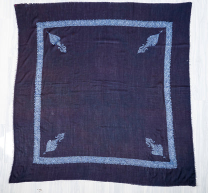 Midnight Azure Rumal — Sozni Hand Embroidered