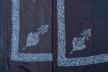 Midnight Azure Rumal — Sozni Hand Embroidered