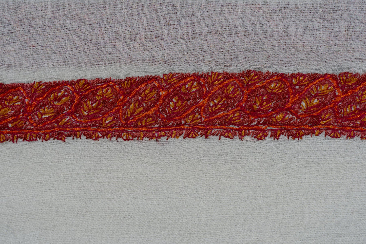 Ivory Flame Rumal — Sozni Hand Embroidered