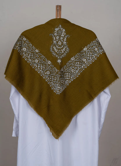 Olive Gold Rumal — Sozni Hand Embroidered