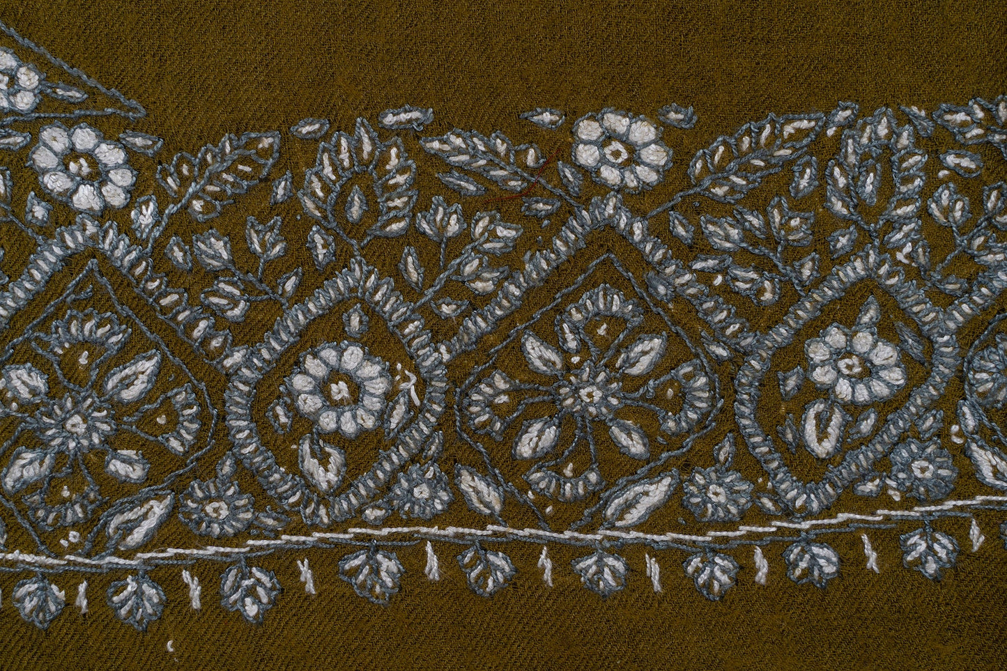 Olive Gold Rumal — Sozni Hand Embroidered