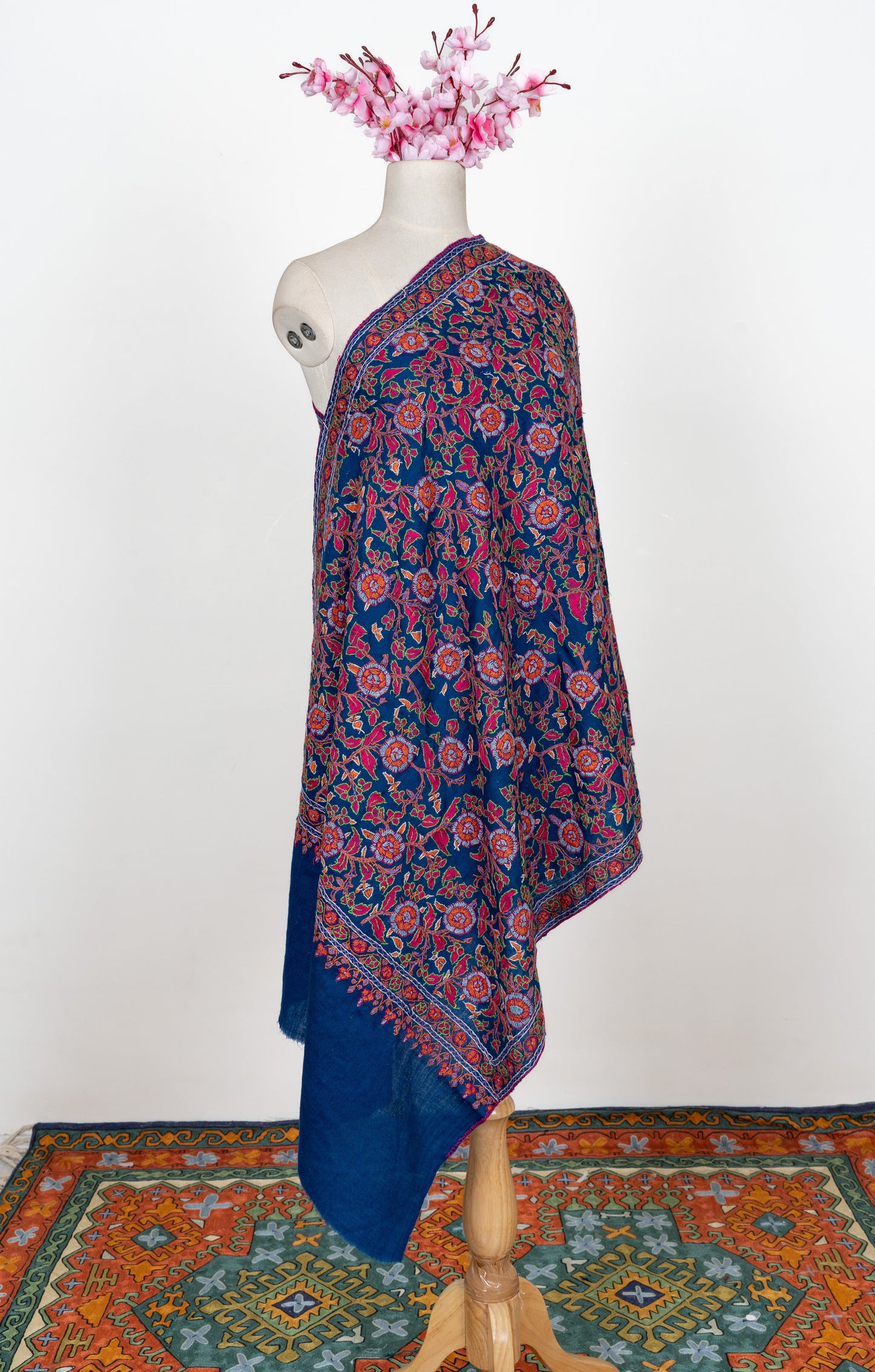 Papier-Mâché Gul Hand Embroidered Merino Scarf