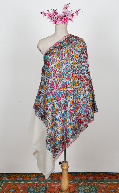 Papier-Mâché Noor Gul Sozni Merino Scarf