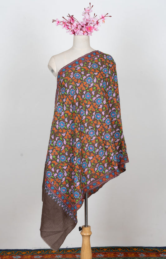 Papier-Mâché Zameen Gul Sozni Merino Scarf