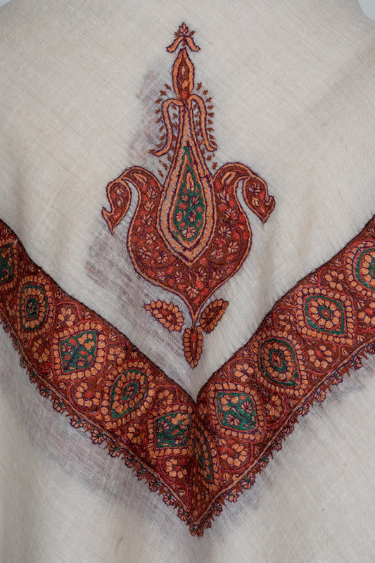 Mehr-e-Zameen Hand-Embroidered Cashmere Men's Rumal