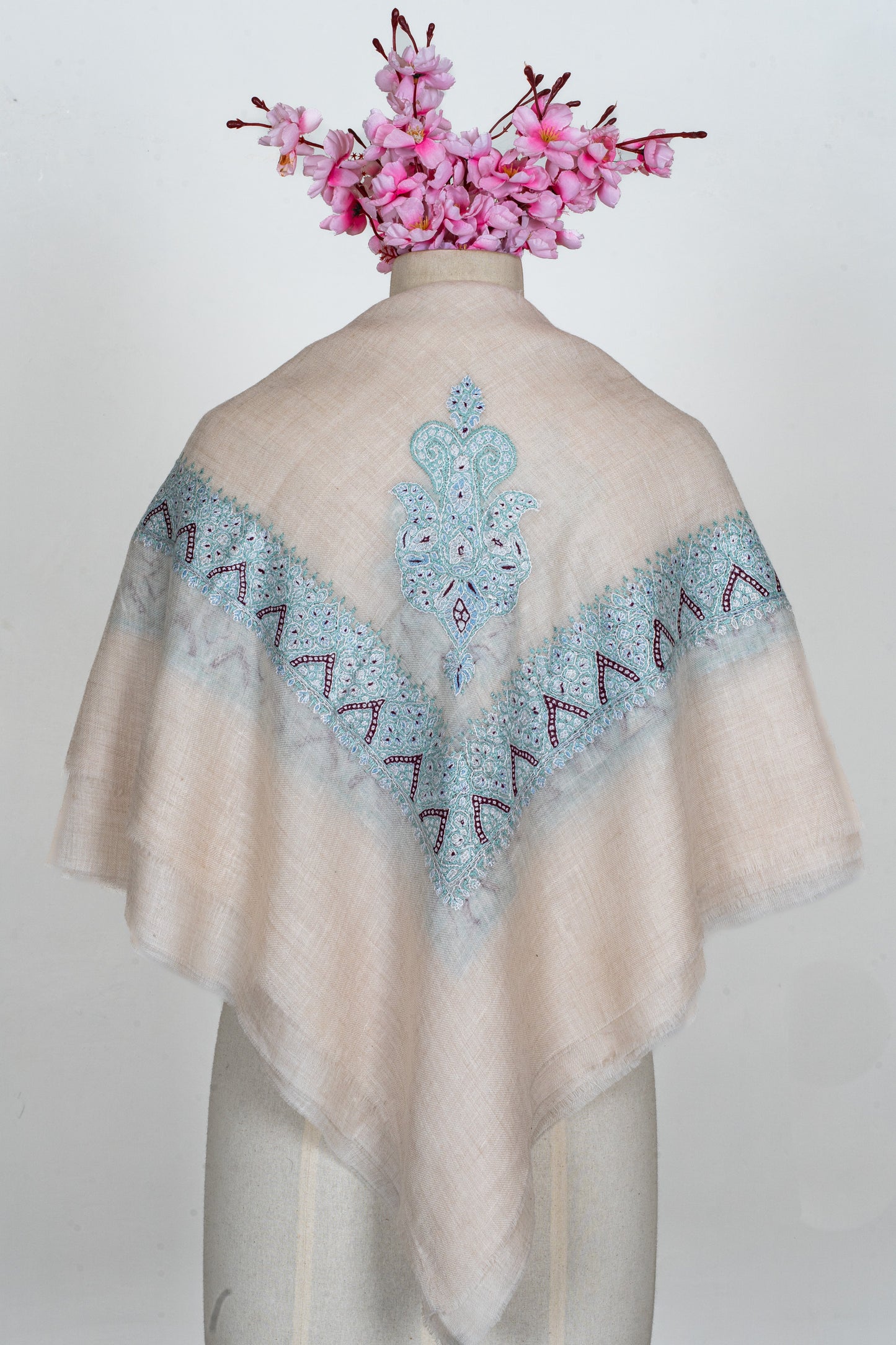 Neel-e-Sukoon Hand-Embroidered Cashmere Men's Rumal