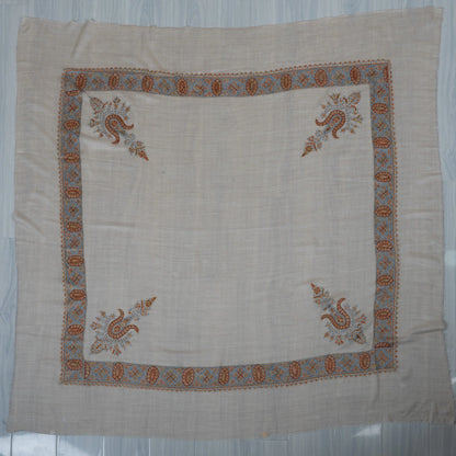 Azure Lattice Cashmere Rumal — Sozni Hand Embroidered