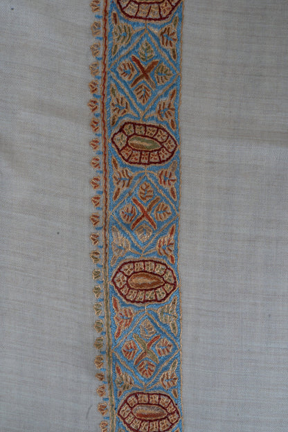 Azure Lattice Cashmere Rumal — Sozni Hand Embroidered