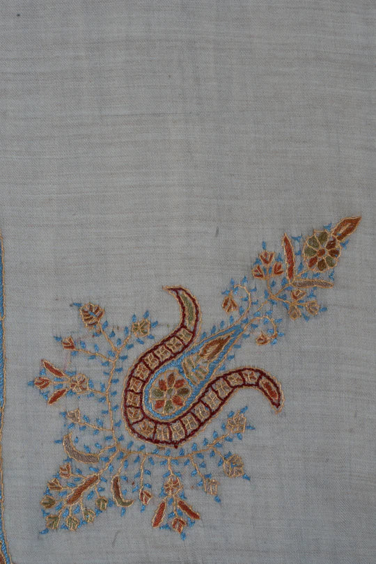 Azure Lattice Cashmere Rumal — Sozni Hand Embroidered