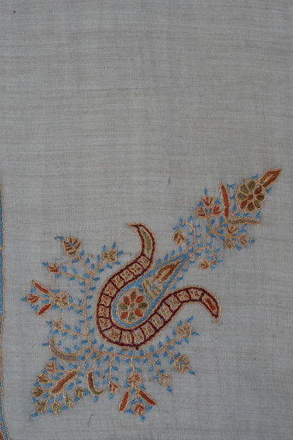 Azure Lattice Cashmere Rumal — Sozni Hand Embroidered