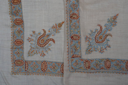 Azure Lattice Cashmere Rumal — Sozni Hand Embroidered