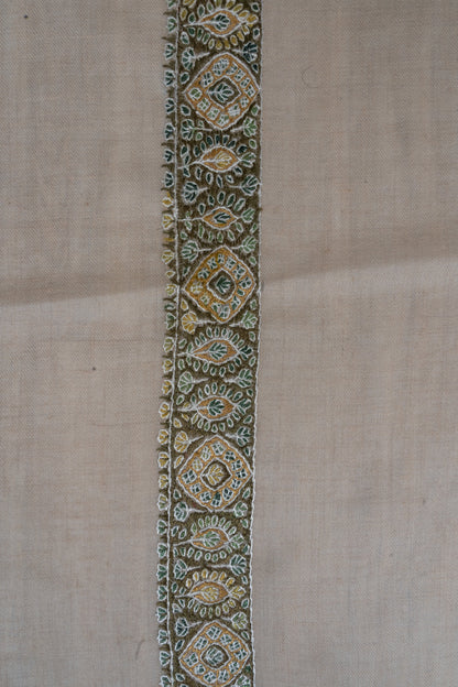 Olive Crest Cashmere Rumal — Sozni Hand Embroidered