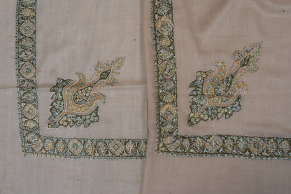 Olive Crest Cashmere Rumal — Sozni Hand Embroidered