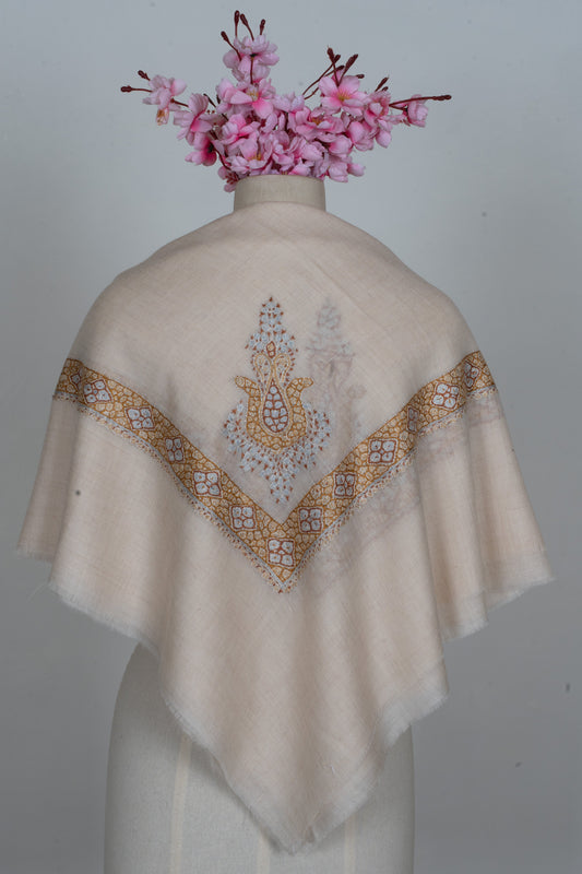 Amber Veil Cashmere Rumal — Sozni Hand Embroidered