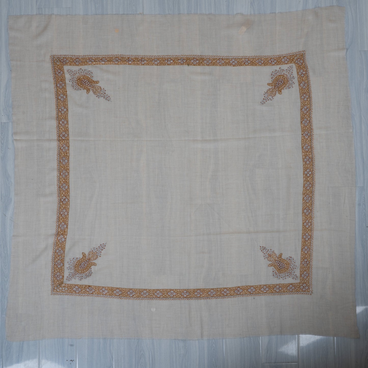 Amber Veil Cashmere Rumal — Sozni Hand Embroidered