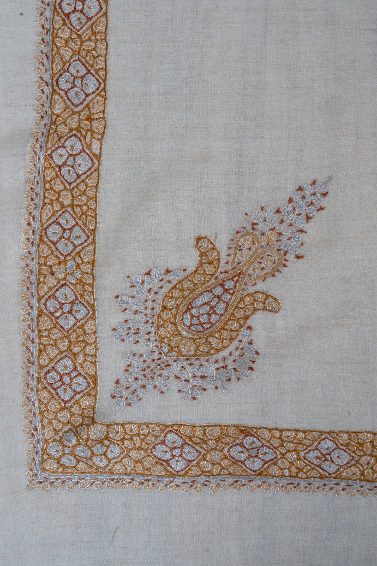 Amber Veil Cashmere Rumal — Sozni Hand Embroidered