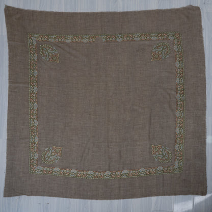 Walnut Crest Cashmere Rumal — Sozni Hand Embroidered