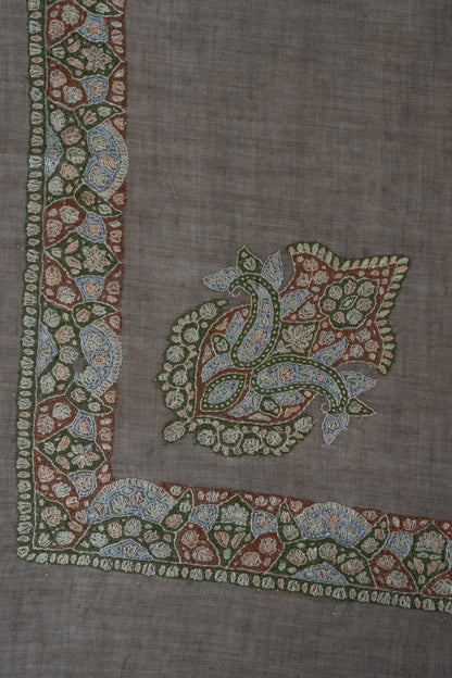 Walnut Crest Cashmere Rumal — Sozni Hand Embroidered