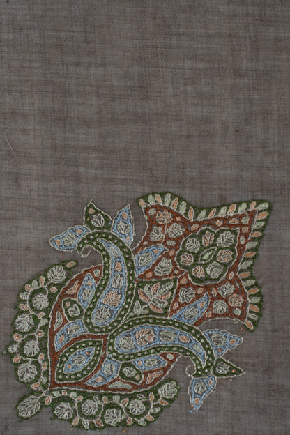 Walnut Crest Cashmere Rumal — Sozni Hand Embroidered