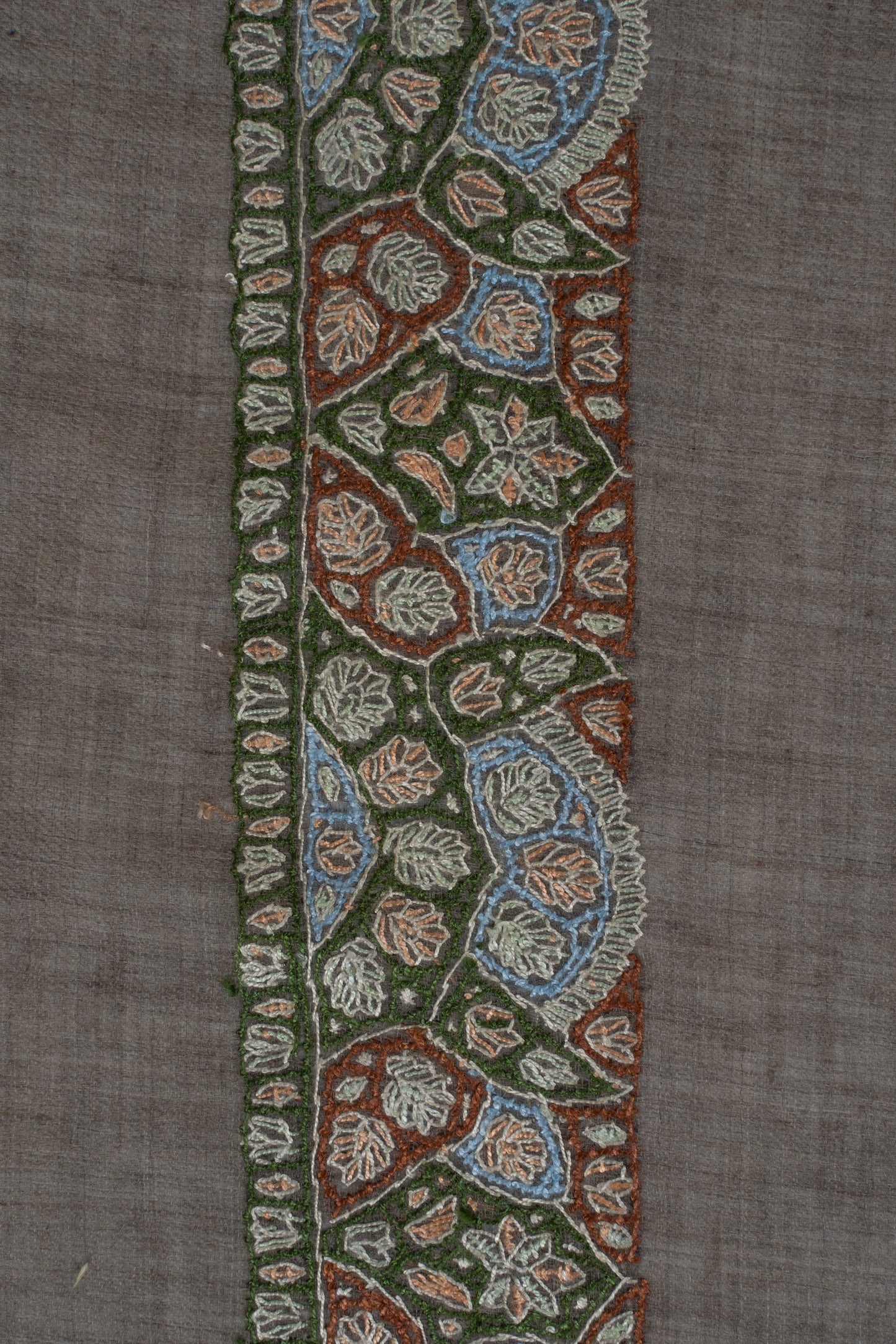 Walnut Crest Cashmere Rumal — Sozni Hand Embroidered