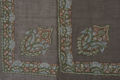 Walnut Crest Cashmere Rumal — Sozni Hand Embroidered