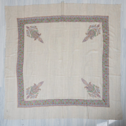 Pastel Reverie Cashmere Rumal — Sozni Hand Embroidered